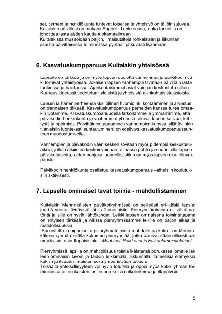 Kultalakin varhaiskasvatussuunnitelma