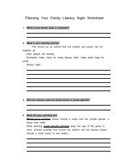 Foster, Angie – Planning Your Family Literacy Night Worksheet
