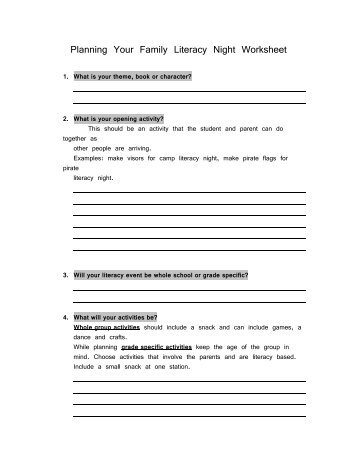 Foster, Angie – Planning Your Family Literacy Night Worksheet