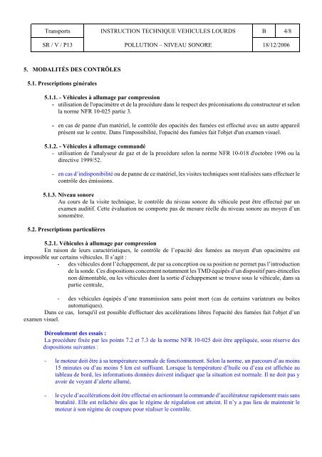 Instruction technique P13 : Fonction 9 Pollution - UTAC-OTC