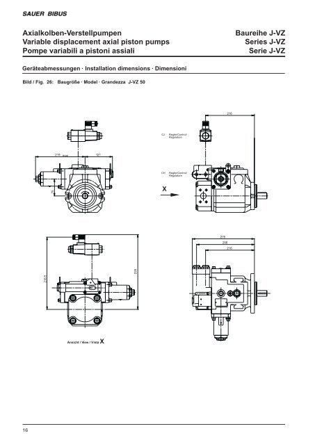 Variable displacement axial piston pumps Series J-VZ ... - Sauer Bibus