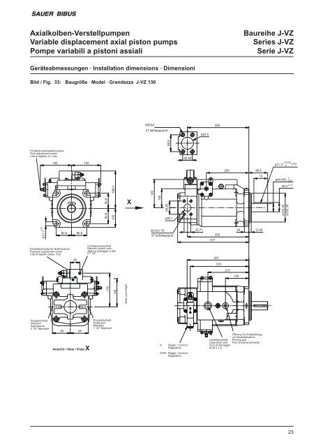 Variable displacement axial piston pumps Series J-VZ ... - Sauer Bibus