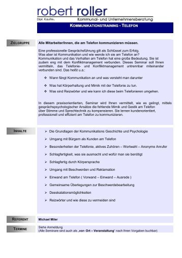 info-Kommunikationstraining Telefon - Robert Roller