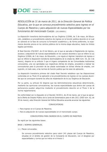 DOE 2011 - NÂº 064.qxd - Diario Oficial de Extremadura