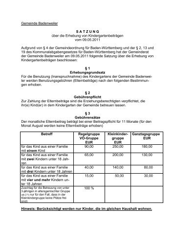 S A T Z U N G - Kitas in Baden-Württemberg