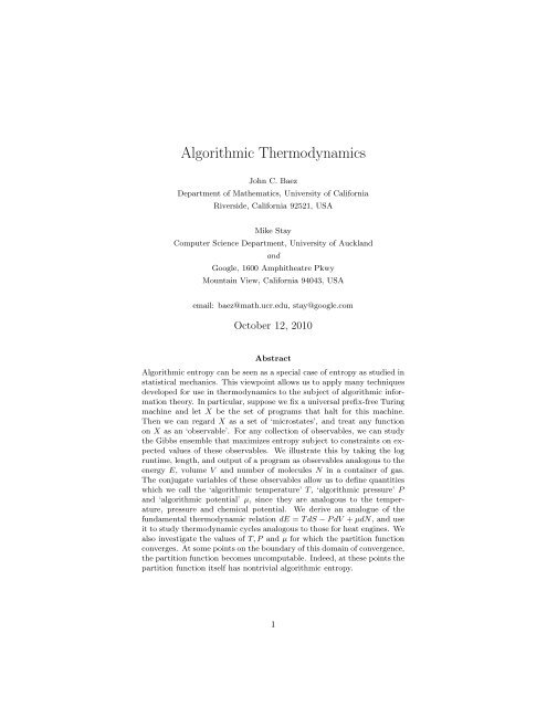 Algorithmic Thermodynamics