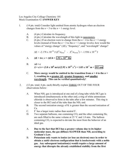 Mock Examination 2 Answers Moorpark College