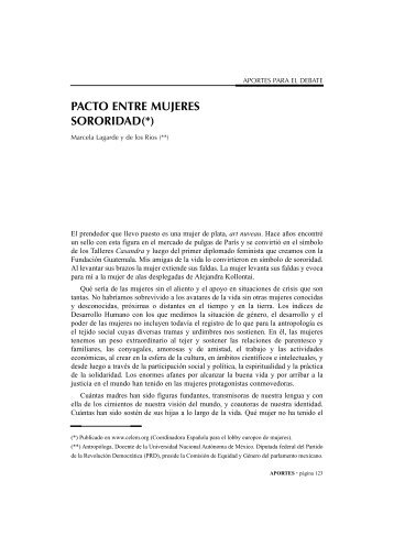 PACTO ENTRE MUJERES SORORIDAD(*)