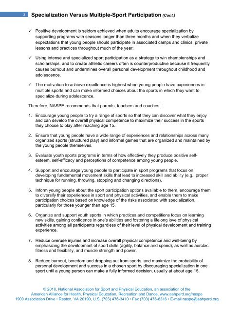 Guidelines for Participation in Youth Sport Programs ... - AAHPERD