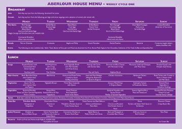 aberlour House Menu - Weekly cycle one Breakfast - Gordonstoun
