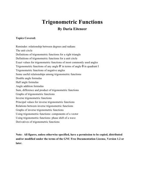 Trigonometric Functions