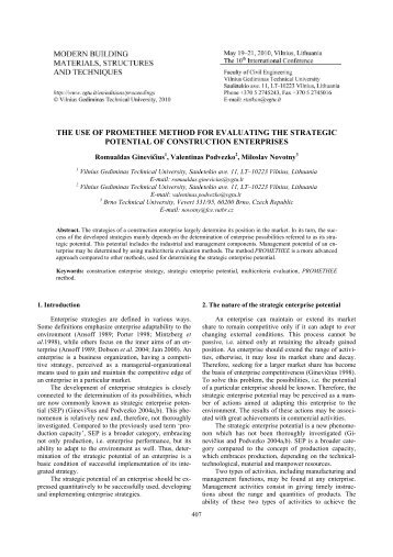 the use of promethee method for evaluating the strategic potential of ...