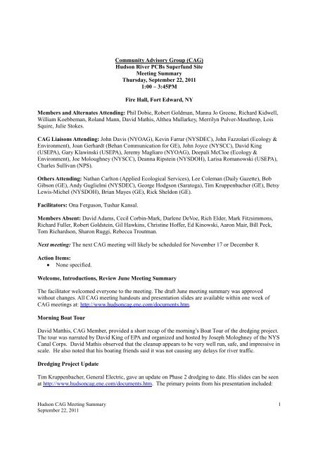 Final Meeting Summary - Hudson River - Community Advisory Group