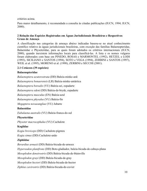 MamÃ­feros AquÃ¡ticos do Brasil: Plano de AÃ§Ã£o ... - CAR-SPAW-RAC