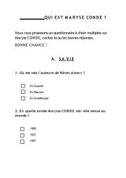 Questionnaire Maryse CondÃ©