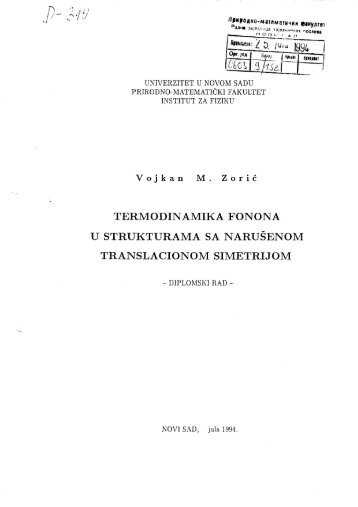 Vojkan Zorić - Termodinamika fonona u strukturama sa narušenom ...