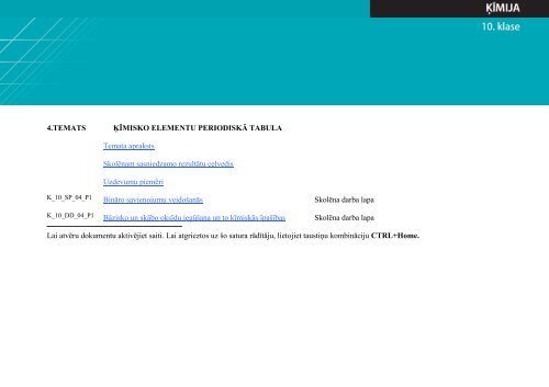 4.TEMATS ĶĪMISKO ELEMENTU PERIODISKĀ TABULA Temata ...