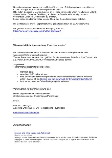 E+E Newsletter 01/2012 - Einzigartig-eigenartig e.V.