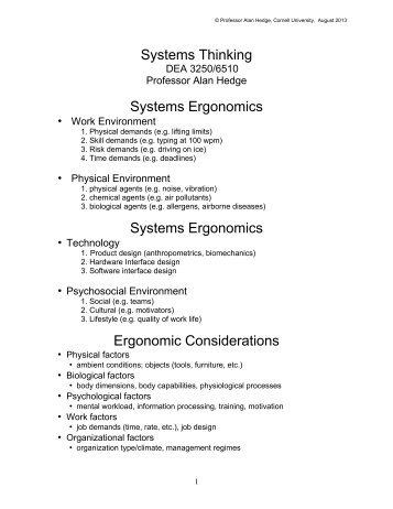 Systems Thinking - Cornell University Ergonomics Web