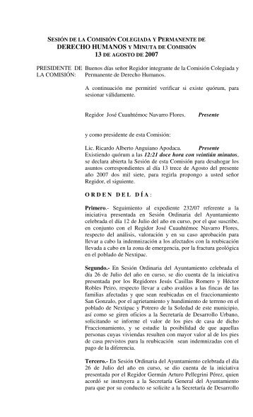 Minuta de la SesiÃ³n - Ayuntamiento de Zapopan