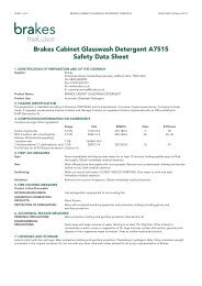 Brakes Cabinet Glasswash Detergent A7515 Safety Data Sheet