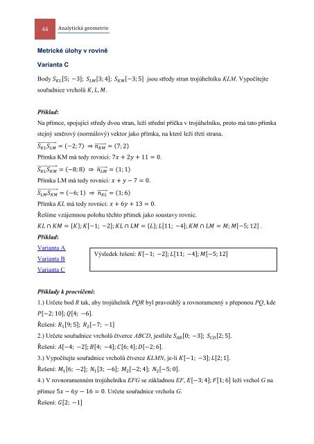 AnalytickÃ¡ geometrie - Student na prahu 21. stoletÃ­ - GymnÃ¡zium ...