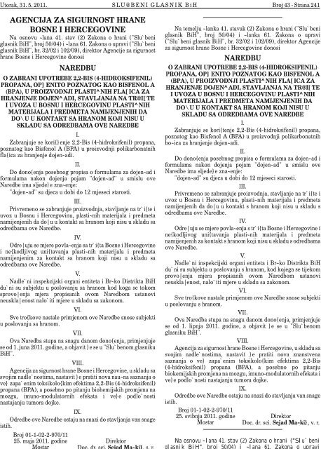 43 - JP NIO SluÅ¾beni list Bosne i Hercegovine