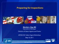 Preparing for Inspections - Select Agent Program
