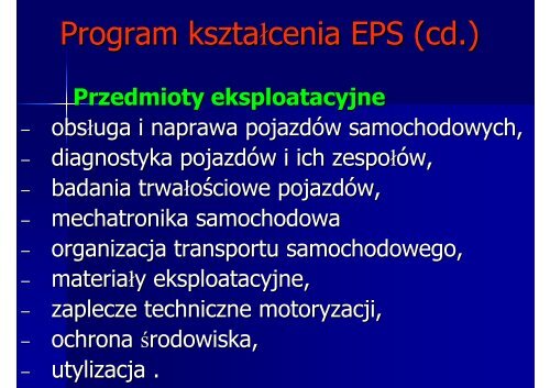 eksploatacja pojazdów samochodowych - Politechnika Krakowska