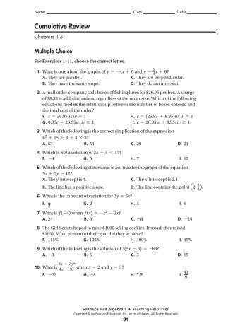 cumulative review 1-5 - MathChamber