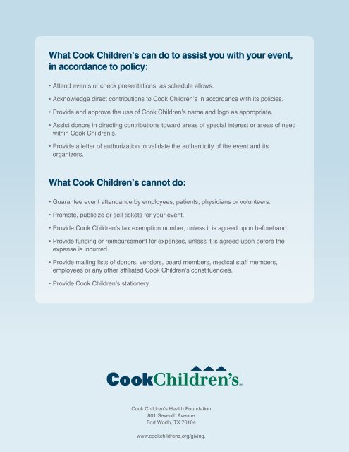 Special events - Cook Children's