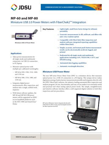 JDSU: Datasheet - MP-series USB Power Meter