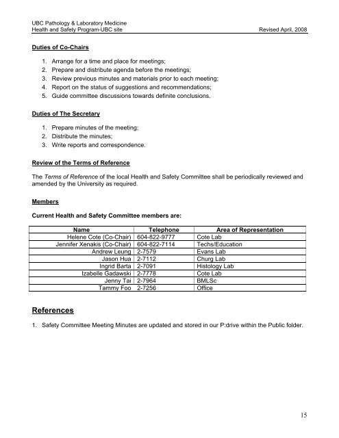 your health and safety program manual - Pathology and Laboratory