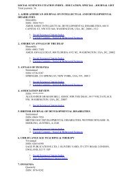 SOCIAL SCIENCES CITATION INDEX - EDUCATION, SPECIAL ...