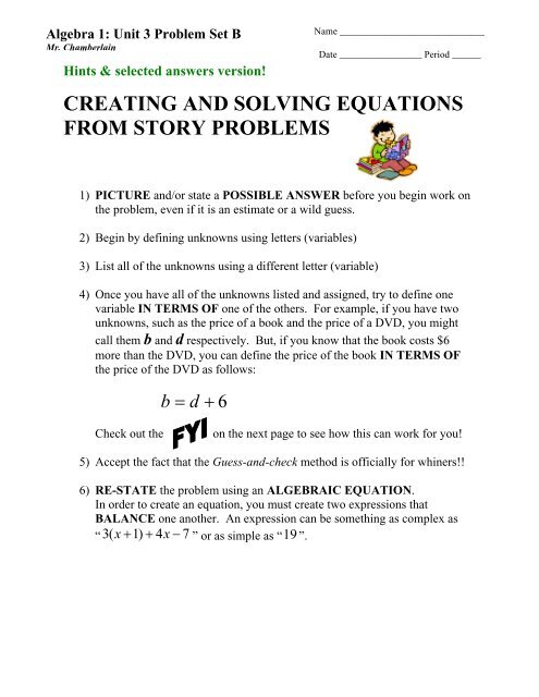 Unit 3 Problem Set B - MathChamber