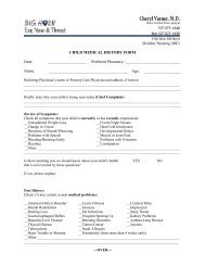 Child - Medical History Form - Sheridan Memorial Hospital