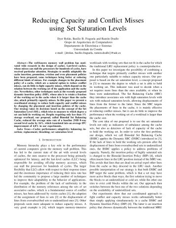 Reducing Capacity and Conflict Misses using Set Saturation Levels