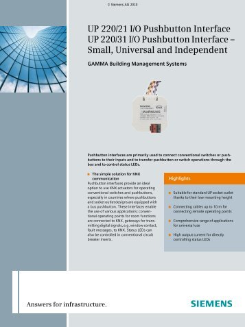 UP 220/21 I/O Pushbutton Interface UP 220/31 I/O ... - Siemens