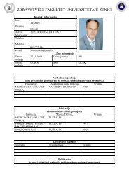 Kontakt informacije - Zdravstveni fakultet Zenica