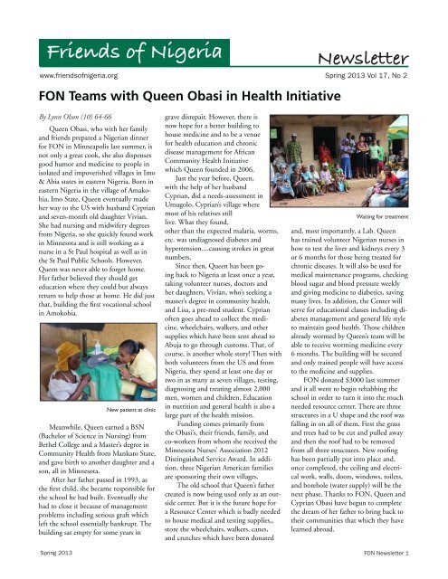 FON news Spring '13.pdf - Friends of Nigeria