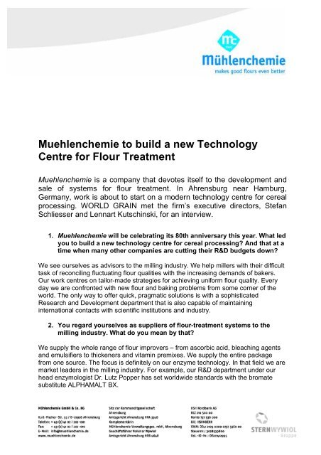 English, PDF (66 KB) - MÃ¼hlenchemie GmbH & Co. KG