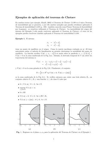 Ejemplos de aplicaciÃ³n del teorema de Chetaev
