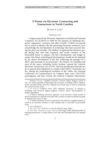 A Primer on Electronic Contracting and ... - Campbell Law