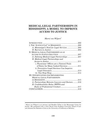 Medical-Legal Partnerships in Mississippi - Mississippi Law Journal