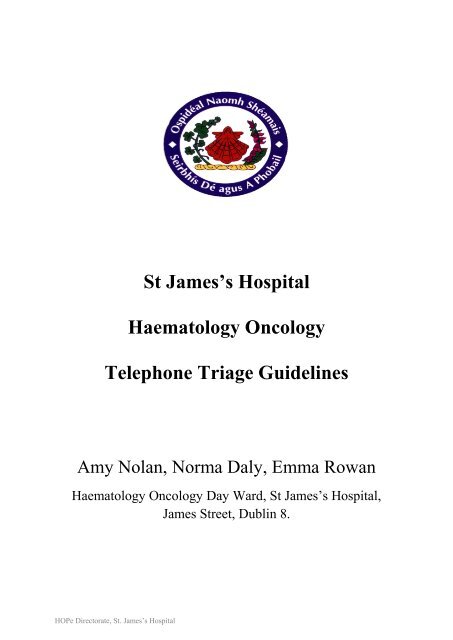 Telephone Triage Guidelines - St. James's Hospital