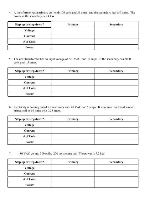 4. A transformer has a pr