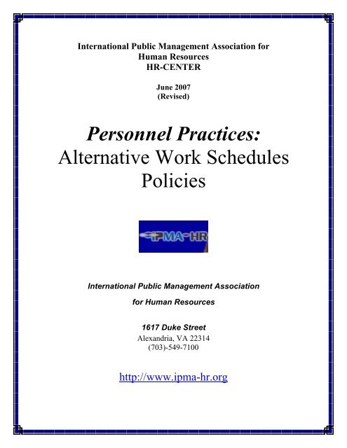 Alternative Work Schedules Policies - International Personnel ...