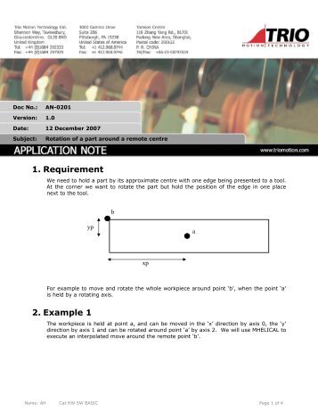 1. Requirement 2. Example 1 - Trio Motion Technology