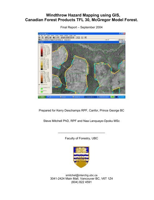 Windthrow Hazard Mapping using GIS, Canadian Forest Products ...