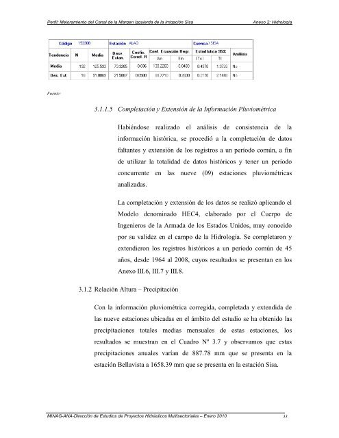 Mejoramiento del canal de la margen izquierda de la irrigaciÃ³n Sisa